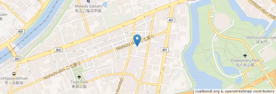 Mapa de ubicacion de 三番町カフェ en Япония, Токио, Тиёда.