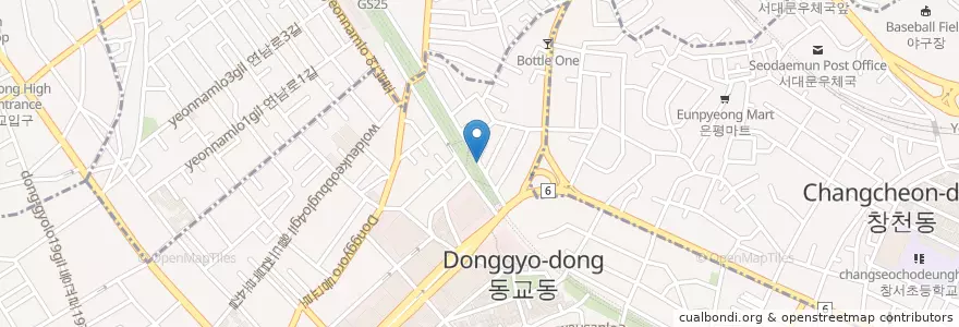 Mapa de ubicacion de Reggae Chicken en 대한민국, 서울, 마포구, 서교동.