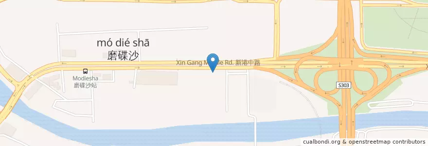Mapa de ubicacion de 磨碟沙垃圾收运点 en 中国, 广东省, 广州市, 海珠区.