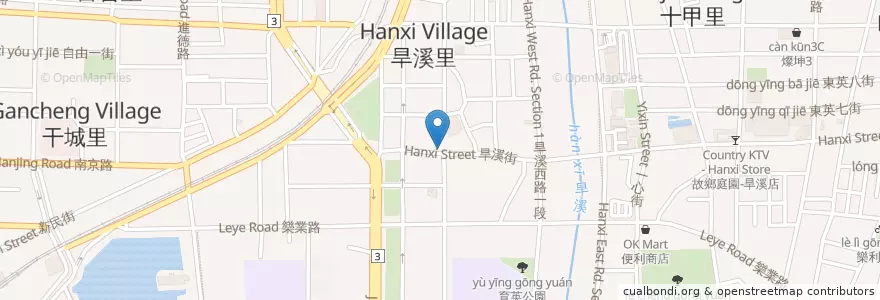 Mapa de ubicacion de 旱溪人鋒涼麵 en تايوان, تاي شانغ, 東區.