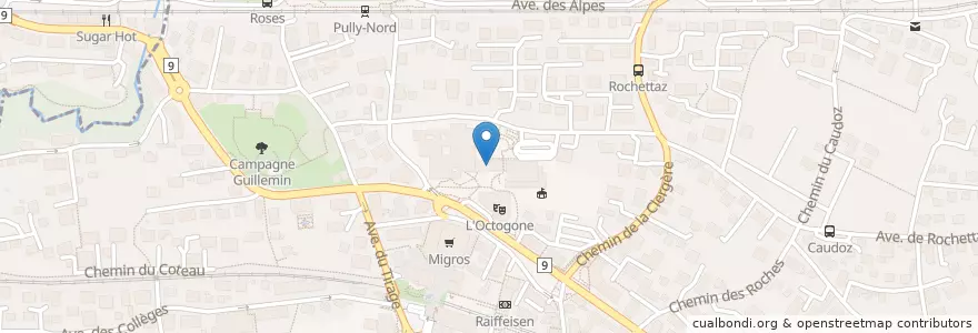 Mapa de ubicacion de Bibliothèque-médiathèque de Pully en Suíça, Vaud, District De Lavaux-Oron, Pully.