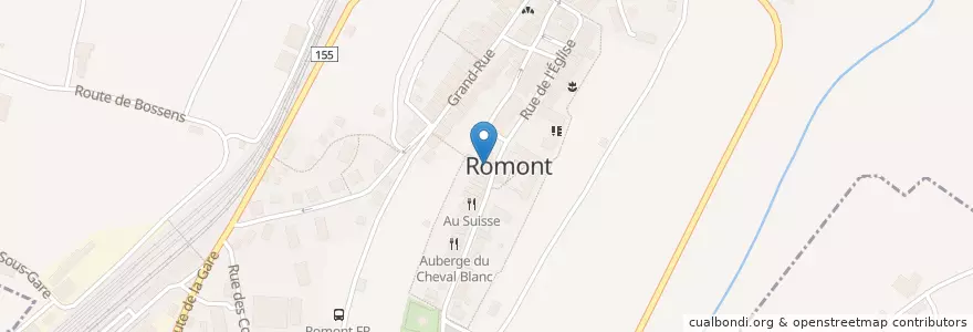Mapa de ubicacion de Bibliothèque communale de Romont en Svizzera, Friburgo, District De La Glâne, Romont (Fr).