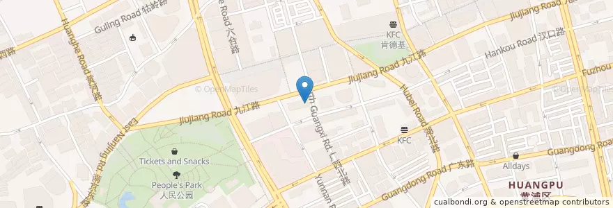 Mapa de ubicacion de 人民大舞台 en Китай, Шанхай, Хуанпу.