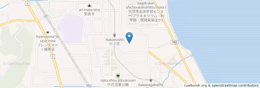 Mapa de ubicacion de 篠津神社 en ژاپن, 滋賀県, 大津市.