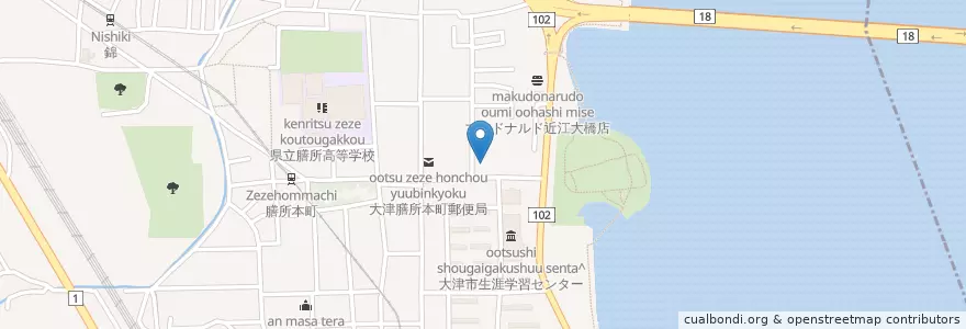 Mapa de ubicacion de 関西アーバン銀行 en Japón, Prefectura De Shiga, 大津市.