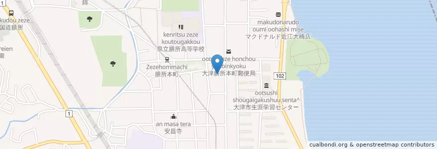 Mapa de ubicacion de 大養寺 en Jepun, 滋賀県, 大津市.