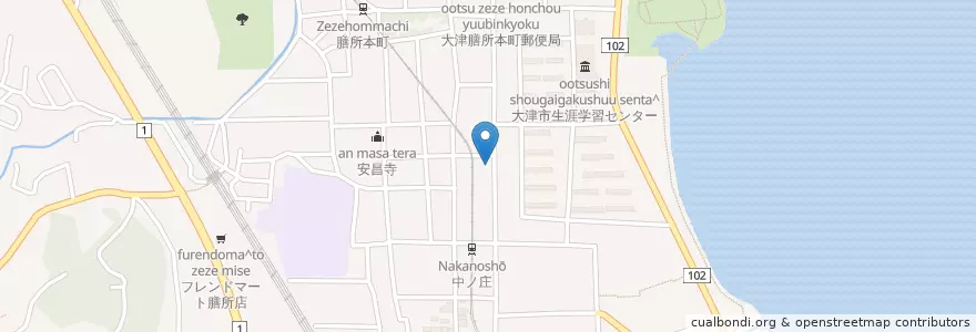 Mapa de ubicacion de 西村外科医院 en Japonya, 滋賀県, 大津市.