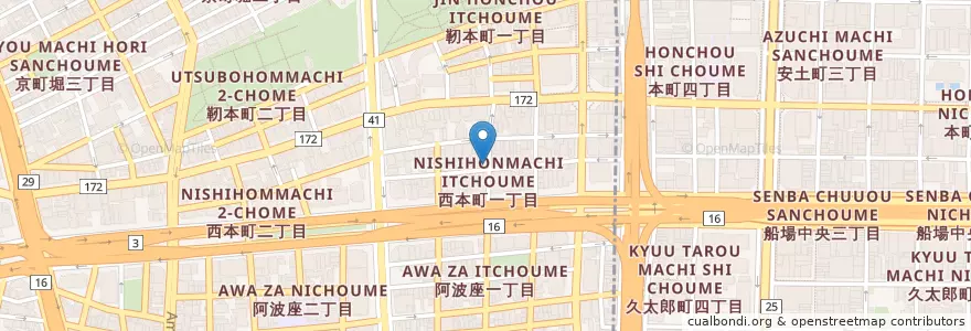 Mapa de ubicacion de 酒場かん家 en Japon, Préfecture D'Osaka, 大阪市, 西区.