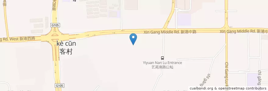 Mapa de ubicacion de Starbucks en 中国, 広東省, 広州市, 海珠区, 赤岗街道.