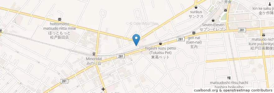 Mapa de ubicacion de カラオケ喫茶 花 en اليابان, 千葉県, 松戸市.