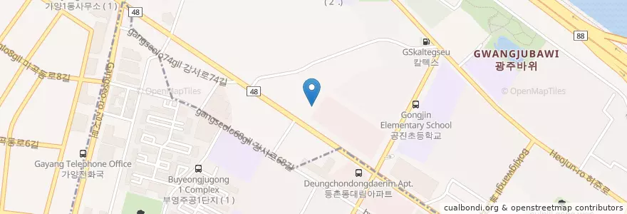 Mapa de ubicacion de 강서한강자이타워 주차장 입구 en 大韓民国, ソウル, 江西区, 가양1동, 가양동.