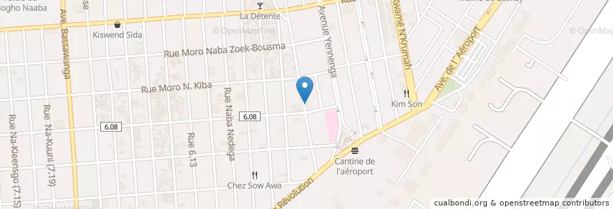 Mapa de ubicacion de Taxi gare TCV ZACA en ブルキナファソ, Centre, Kadiogo, ワガドゥグー.