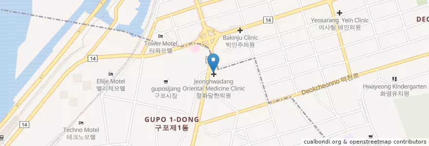 Mapa de ubicacion de 배스킨라빈스 en Coreia Do Sul, Busan, 북구, 덕천동.