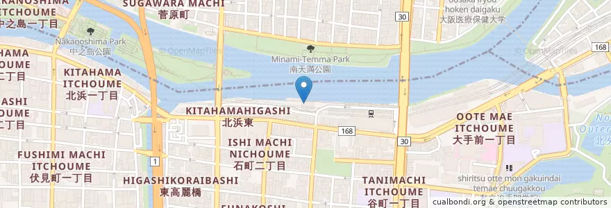 Mapa de ubicacion de Green Cafe en Japan, 大阪府, Osaka, 中央区.