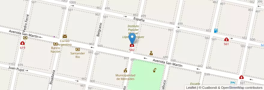 Mapa de ubicacion de 582 en アルゼンチン, コリエンテス州, Departamento Mercedes, Municipio De Mercedes.