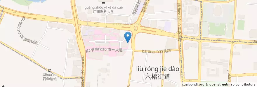 Mapa de ubicacion de 警务室 en China, Guangdong, Guangzhou, 越秀区, 六榕街道.