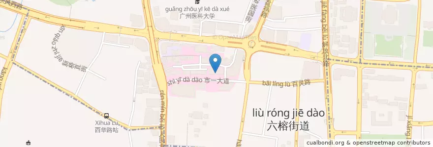 Mapa de ubicacion de Guangzhou Digestive Diseases Center en China, Guangdong, Guangzhou City, Yuexiu District, 六榕街道.