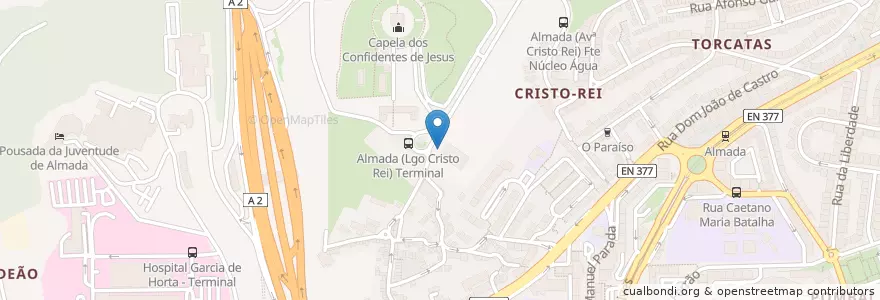 Mapa de ubicacion de Ora Bolas en 포르투갈, Área Metropolitana De Lisboa, Setúbal, Península De Setúbal, Almada, Almada, Cova Da Piedade, Pragal E Cacilhas.