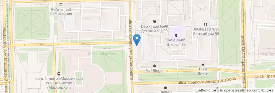 Mapa de ubicacion de ЧитоГврито en Russie, District Fédéral Du Nord-Ouest, Oblast De Léningrad, Saint-Pétersbourg, Московский Район, Округ Звёздное.