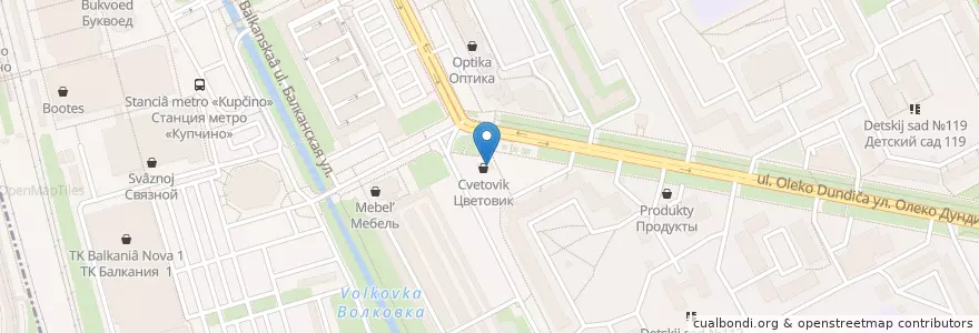 Mapa de ubicacion de Суши & box en Russia, Северо-Западный Федеральный Округ, Oblast' Di Leningrado, San Pietroburgo, Фрунзенский Район, Балканский Округ.