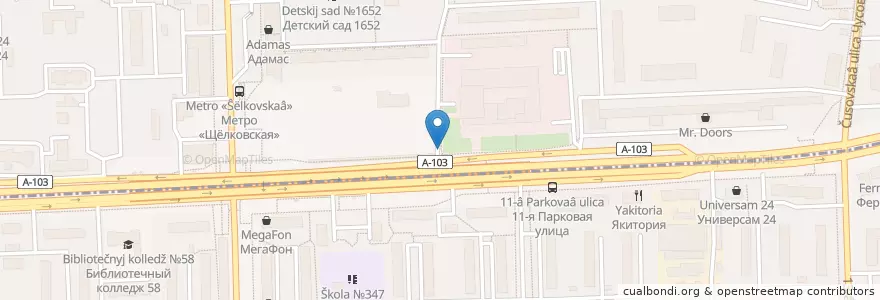 Mapa de ubicacion de Городской туалет en Rusia, Distrito Federal Central, Москва, Восточный Административный Округ, Район Северное Измайлово.