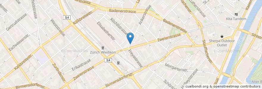 Mapa de ubicacion de SI O NO en Svizzera, Zurigo, Distretto Di Zurigo, Zurigo.