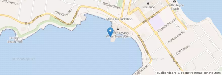 Mapa de ubicacion de Manly Wharf en Австралия, Новый Южный Уэльс, Sydney, Northern Beaches Council.