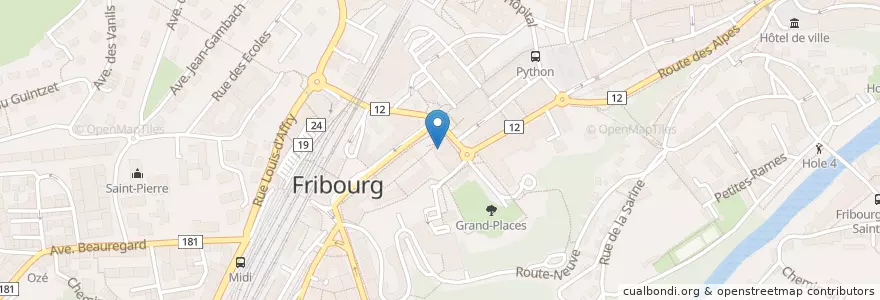 Mapa de ubicacion de Cafe & Bar Le Point Commun en Suisse, Fribourg, District De La Sarine, Fribourg.