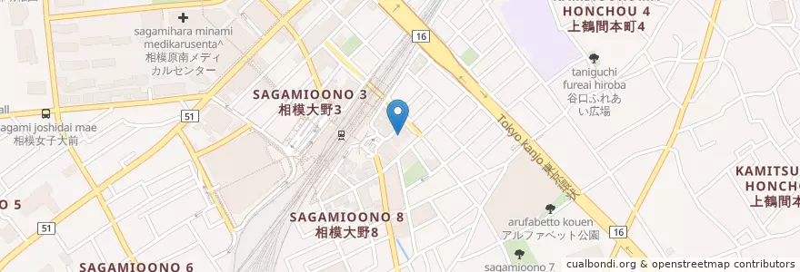 Mapa de ubicacion de 相模大野病院 en 日本, 神奈川県, 相模原市, 南区.