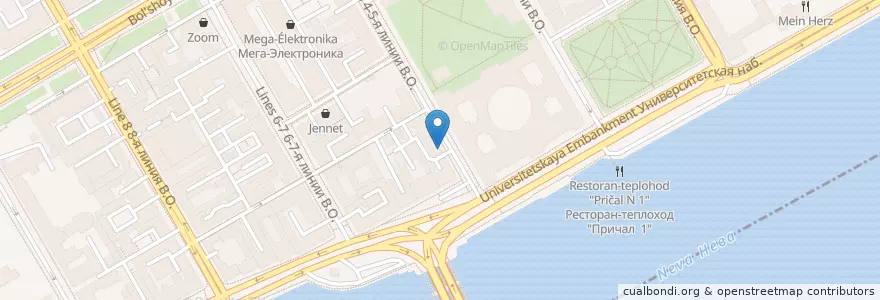 Mapa de ubicacion de The rooms en Russia, Northwestern Federal District, Leningrad Oblast, Saint Petersburg, Василеостровский Район, Округ № 7.