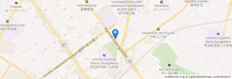 Mapa de ubicacion de 山梨中央銀行 en 일본, 도쿄도, 町田市.