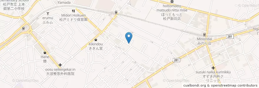 Mapa de ubicacion de ピアノ教室 西 en Japan, Präfektur Chiba, 松戸市.