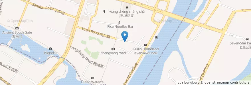 Mapa de ubicacion de 阿甘酒家 en 중국, 광시 좡족 자치구, 桂林市, 秀峰区.