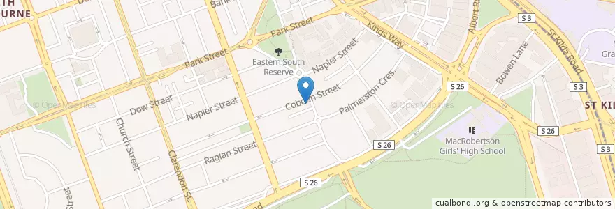 Mapa de ubicacion de Cafe Den en استرالیا, Victoria, City Of Port Phillip.