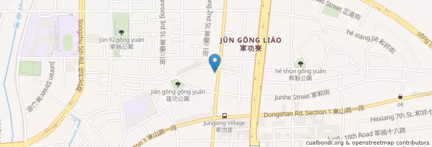 Mapa de ubicacion de 九龍廣東粥-軍功店 en تايوان, تاي شانغ, 北屯區.