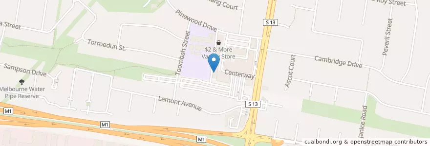 Mapa de ubicacion de Waverley Cinema en オーストラリア, ビクトリア, City Of Monash.