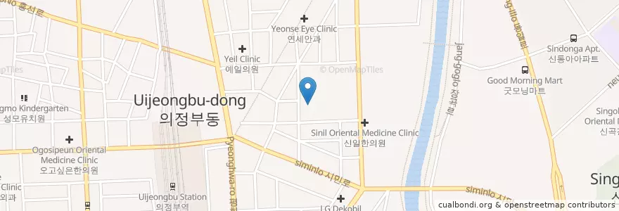 Mapa de ubicacion de 의정부 제일시장 en 大韓民国, 京畿道, 議政府市.
