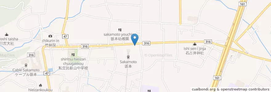Mapa de ubicacion de 珈琲人 en Japon, Préfecture De Shiga, 大津市.