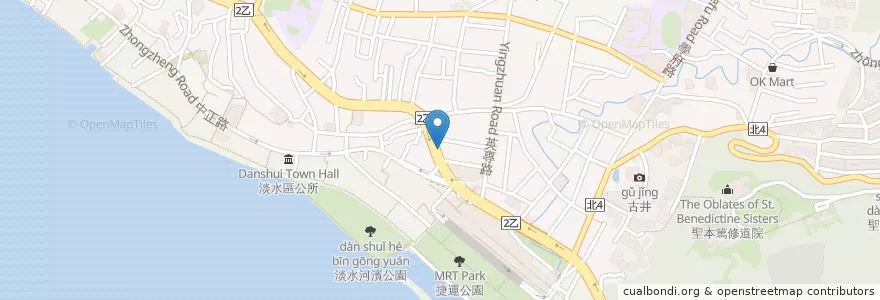 Mapa de ubicacion de 肯德基中山2店 en Taiwan, Nuova Taipei, Distretto Di Tamsui.