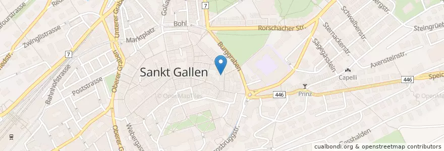 Mapa de ubicacion de Caliente Bar en Schweiz/Suisse/Svizzera/Svizra, Sankt Gallen, Wahlkreis St. Gallen, St. Gallen.