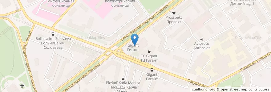 Mapa de ubicacion de Гигант en Russland, Föderationskreis Zentralrussland, Oblast Jaroslawl, Ярославский Район, Городской Округ Ярославль.