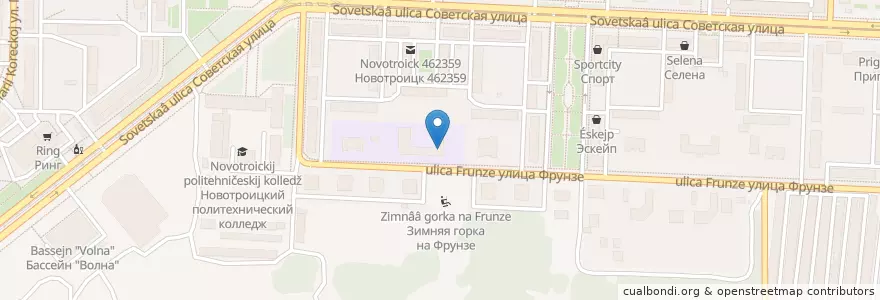 Mapa de ubicacion de Медиацентр "Like" en ロシア, 沿ヴォルガ連邦管区, オレンブルク州, ノヴォトロイツク管区.