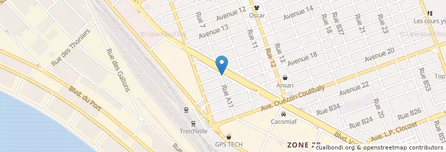 Mapa de ubicacion de Inside night-club en コートジボワール, アビジャン, Treichville.