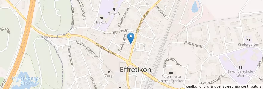 Mapa de ubicacion de Fahrwerk Effretikon en Schweiz/Suisse/Svizzera/Svizra, Zürich, Bezirk Pfäffikon, Illnau-Effretikon.