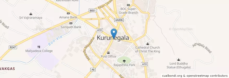 Mapa de ubicacion de Clock Tower en سری‌لانکا, වයඹ පළාත, කුරුණෑගල දිස්ත්‍රික්කය, Kurunegala M.C. Limit.