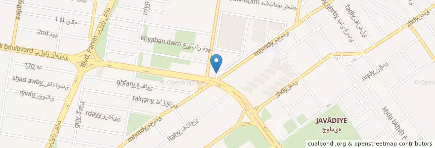 Mapa de ubicacion de مجتمع دارویی درمانی هلال ایران en 이란, 테헤란, شهرستان تهران, 테헤란, بخش مرکزی شهرستان تهران.
