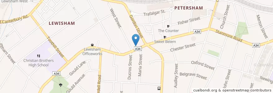 Mapa de ubicacion de Three Arrows Coffee Shop & Roastery en Australien, Neusüdwales, Inner West Council, Sydney.