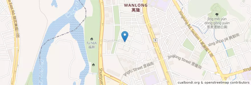 Mapa de ubicacion de 福音小館藥膳牛肉麵 en Taiwan, 新北市, Taipé, 文山區.