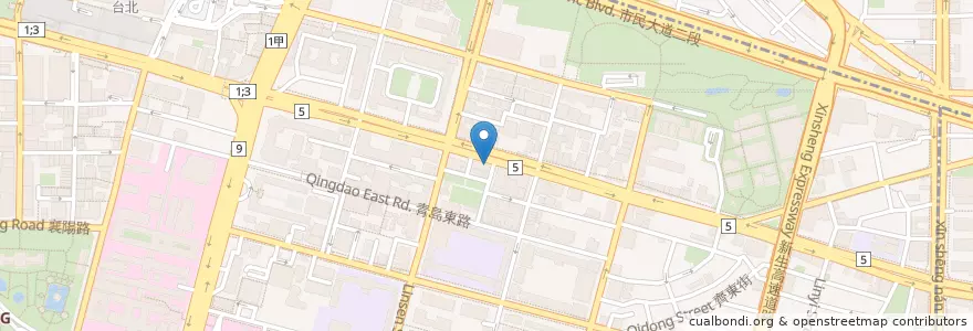 Mapa de ubicacion de 麒玲義大利麵店 en Taiwán, Nuevo Taipéi, Taipéi, 中正區.