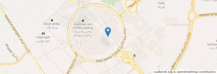 Mapa de ubicacion de مهمان خانه حضرت رضا (ع) en 이란, استان خراسان رضوی, شهرستان مشهد, مشهد, بخش مرکزی شهرستان مشهد.